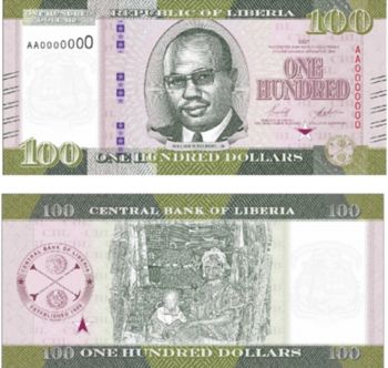 New CBL 100 Liberian dollar banknote
